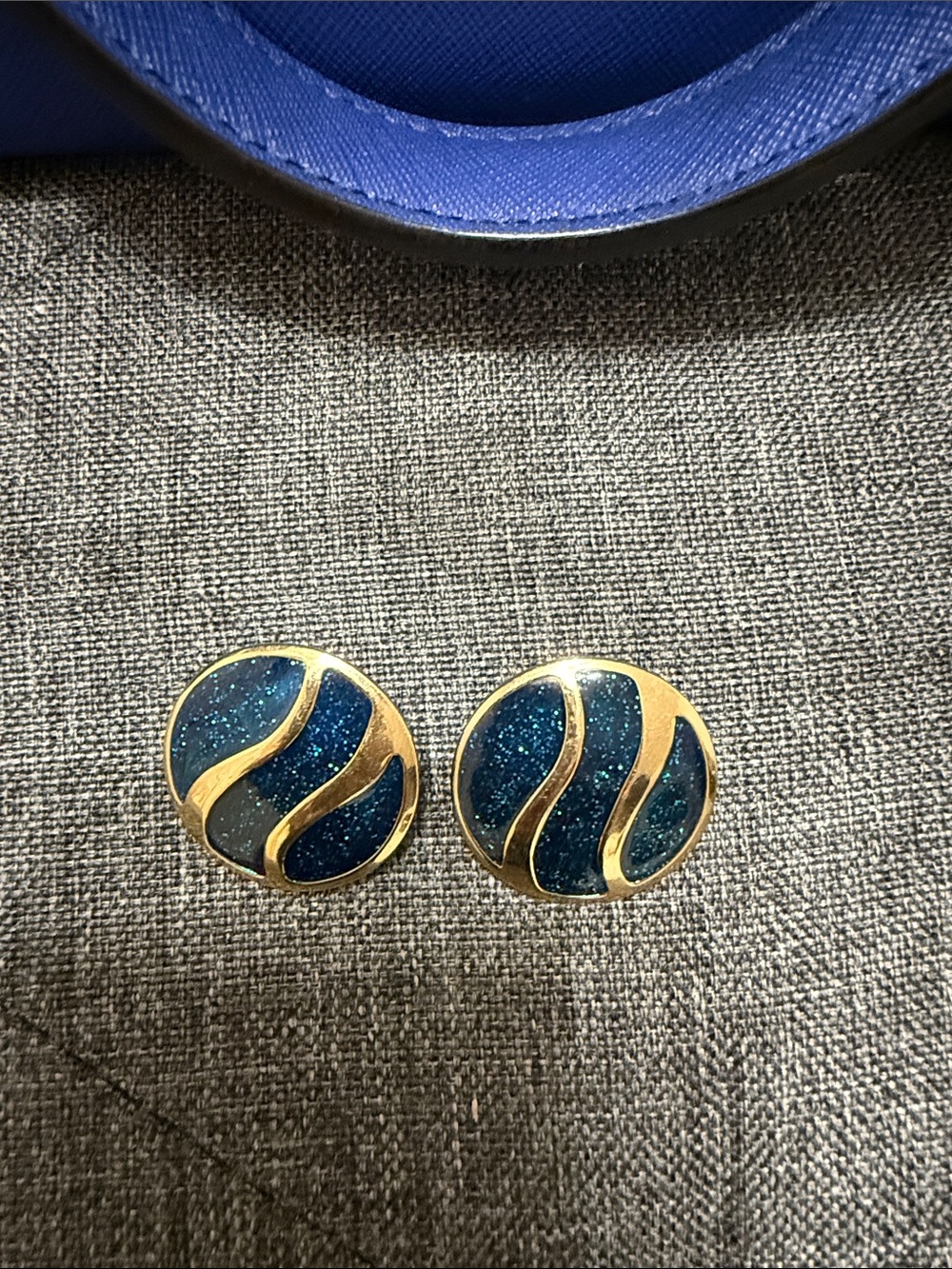 Elegant Blue Gold Wave Resin Earrings - Women Jewelry
